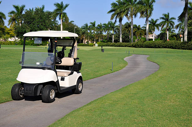 empty golf cart stock photo