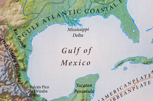 メキシコ湾 - gulf of mexico map three dimensional shape relief map ストックフォトと画像