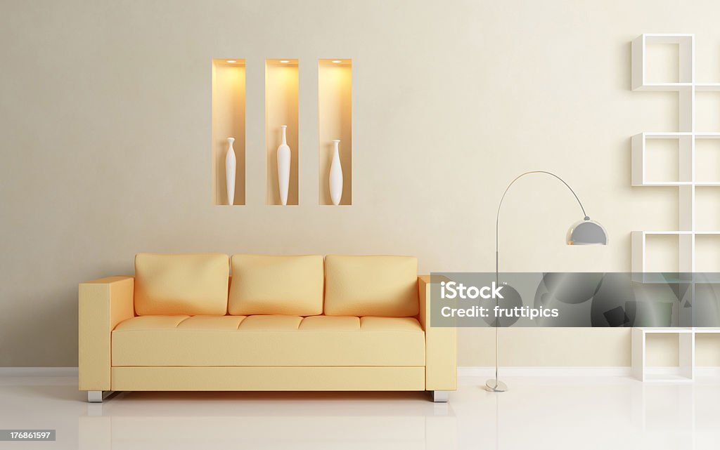 Modern interior composition. "Similar images of 3D interiors, shelves, sofas, chairs, lamps and other furniture isolated on white background:" Apartment Stock Photo