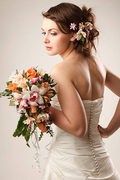 istock Young bride with colorful bouquet 176862483