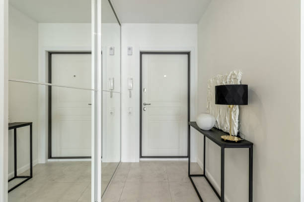 istock Minimalist hallway with modern interior design in contemporary apartment. 1768628339