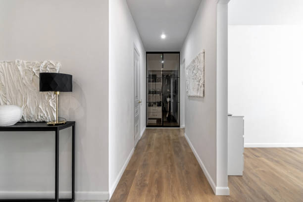 istock Minimalist hallway with modern interior design in contemporary apartment. 1768628875
