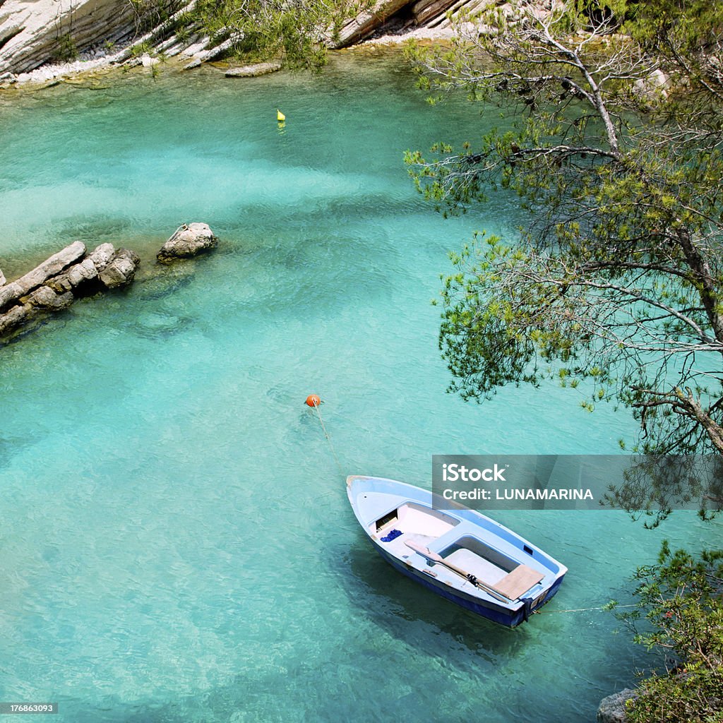 Calvia Cala Fornells turquoise mediterranean in Majorca Calvia Cala Fornells turquoise mediterranean in Majorca at balearic islands of Spain Beach Stock Photo