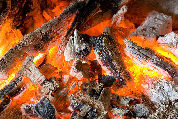 The heated coals stock photo