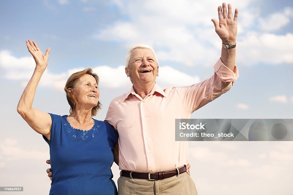Winken Senioren - Lizenzfrei Grüßen Stock-Foto