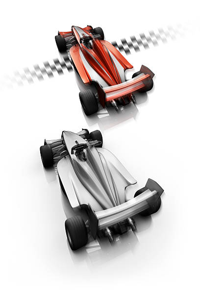 istock 3D open-wheel single-seater car race Car on finish line 176864045