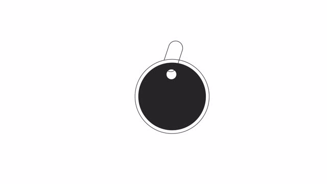 Circle label hang tag bw outline 2D object animation