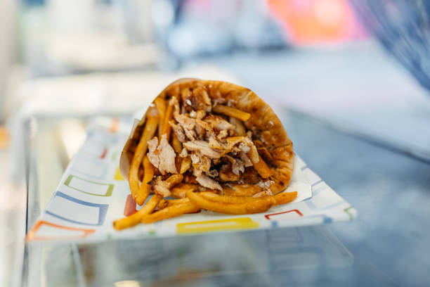Gyros ready to eat on a plate at a diner