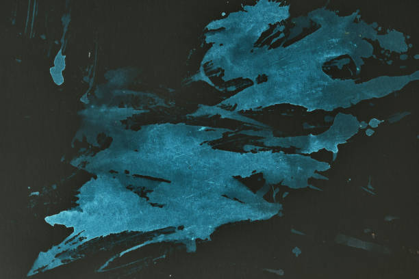 Black and blue abstract background. Colorful ink blots and stains, wallpaper print. Creative backdrop, chaotic paint brushstrokes, pattern for printing on card