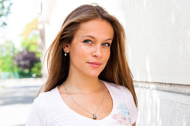 beautiful young attractive woman outdoors portrait
