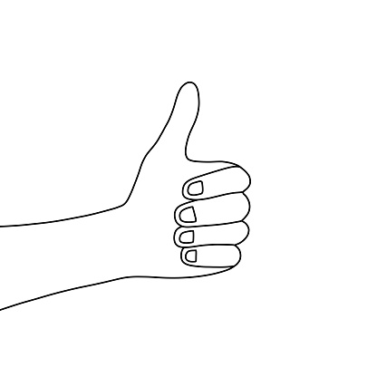THUMBS UP Line Style Vector Illustration. Modern Vector Design