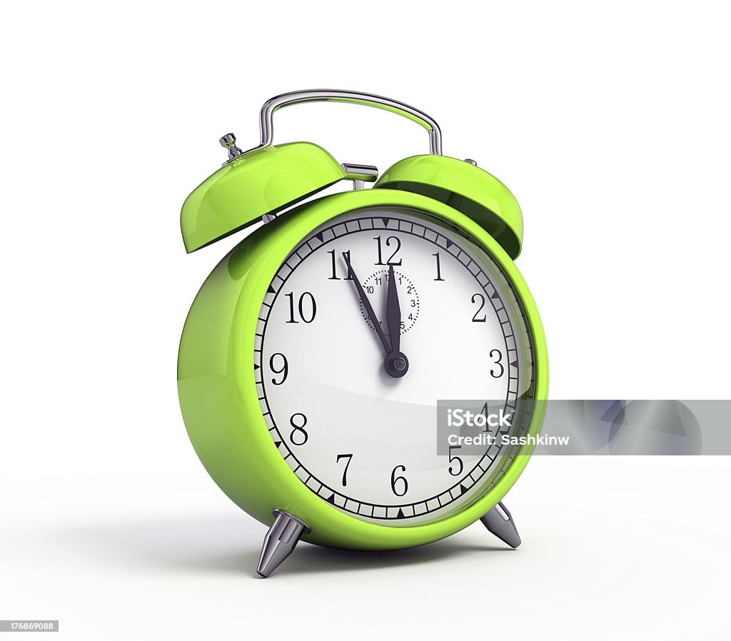 Green alarm clock Green alarm clock on white background Alarm Clock Stock Photo