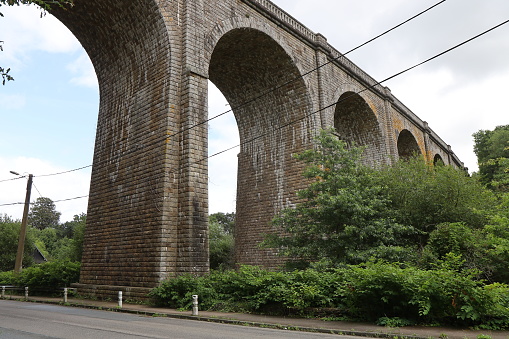 The Kerlobret viaduct, town of Chateaulin, department of Finistère, Brittany, France