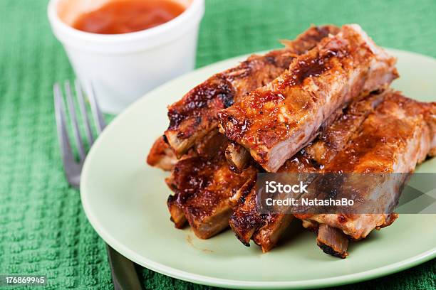 Closeup Of Barbecued Pork Ribs Stock Photo - Download Image Now - Barbecue - Meal, Cross Section, Food