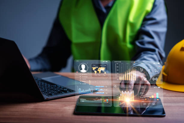 istock Engineer man touchscreen with Dashboard for checking and maintenance of electric industry and connected to latest advancements in technology to ensure industrial operations run smoothly and safely 1768704010