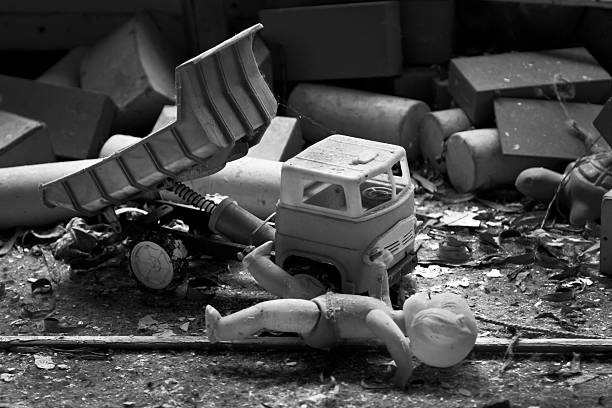Toys after a nuclear accident stock photo