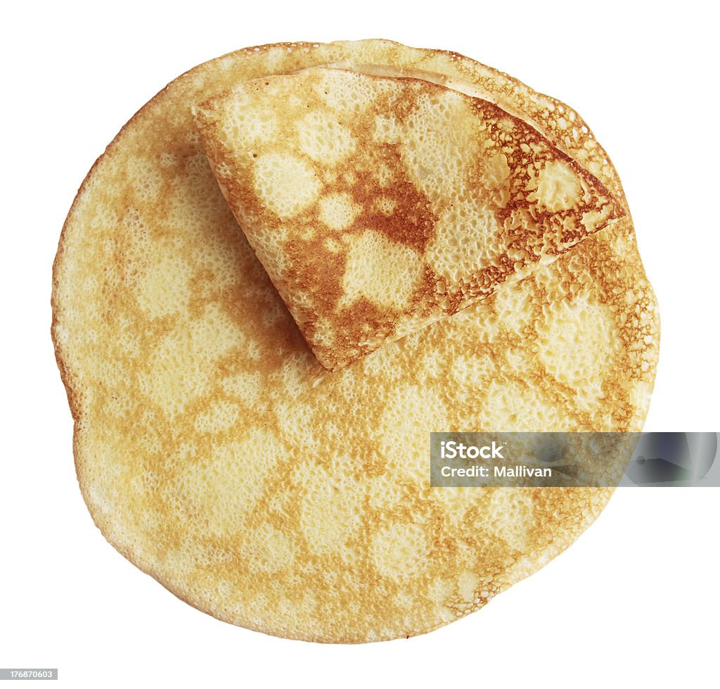 two fried pancake two fried pancake against the white background . Appetizer Stock Photo