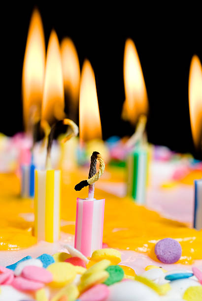istock Close up of lit birthday candles 176870654