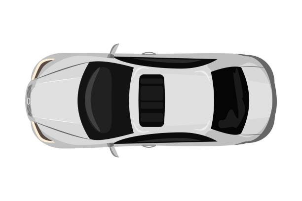 illustrations, cliparts, dessins animés et icônes de voiture blanche vue de dessus isolée sur fond blanc. automobile de livraison. icône de la berline. - camion blanc