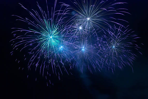 Blue fireworks stock photo