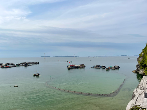 Fishing raft house of coastal fishermen, Kien Giang province
