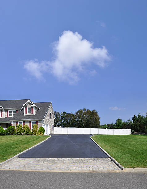 istock Wide Blacktop Driveway with Cobblestone 176872121