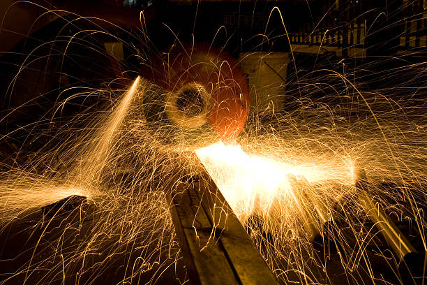 istock Cutting metal with CNC laser 176872367