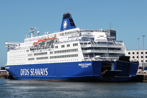 Ijmuiden, Netherlands - August 3, 2012: DFDS ferry Princess Seaways at pier