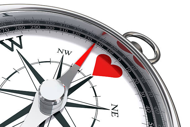 love conceptual compass and heart stock photo