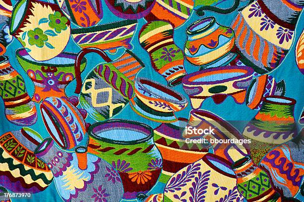 Mayan Colorful Vase Pattern Stock Photo - Download Image Now - Arts Culture and Entertainment, Blanket, Blue