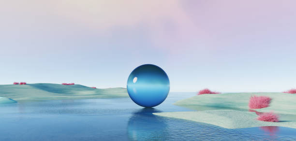 istock 3d Render, Abstract Surreal pastel landscape background with arches and podium for showing product, panoramic view, Colorful dune scene with copy space, blue sky and cloudy, Minimalist decor design 1768741839