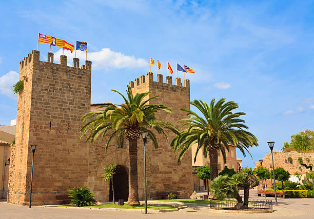Front of The Xara Gate (Portal del Moll), Alcudia, Mallorca stock photo