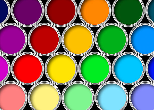 Color paint tins stock photo
