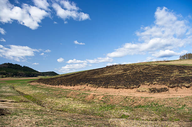 istock Countryside view with fire remnant 176875606