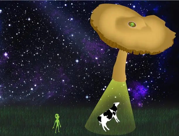 Vector illustration of UFO abduction