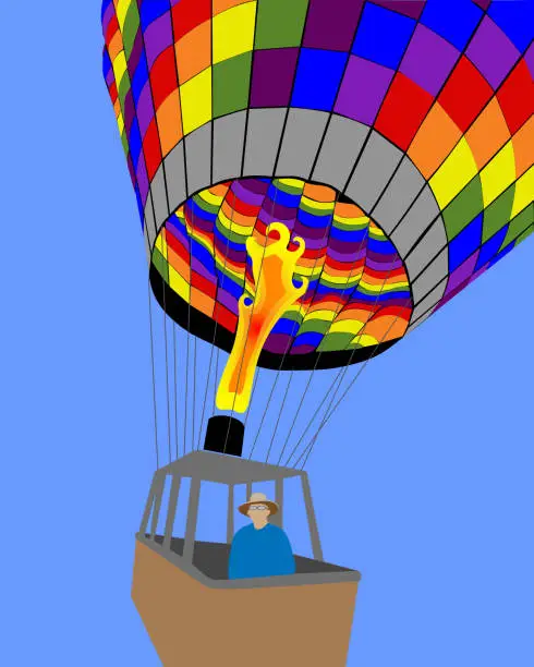 Vector illustration of Hot air balloon in flight