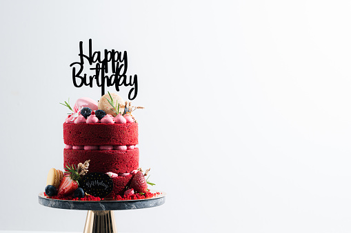 birthday cake with candles food anniversary concept cover banner background.