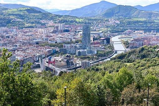 Bilbao, Spain, October 18, 2023 - view over the city of Bilbao from Mirador de Artxanda, Spain.