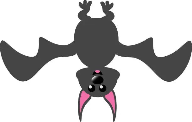 Vector illustration of Cartoon bat hanging upside down