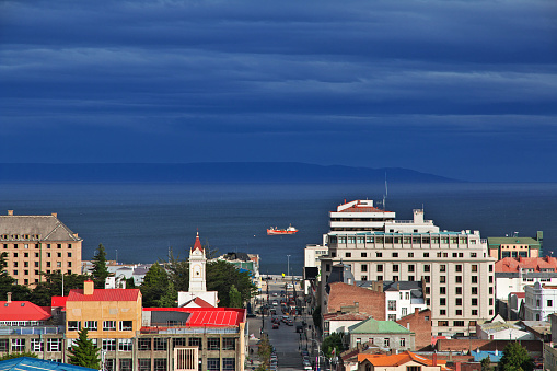 The panoramic view on Punta Arenas, Patagonia, Chile