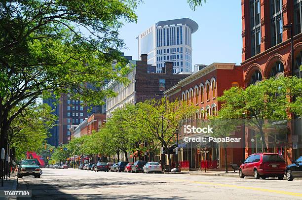 Warehouse District Cleveland Stock Photo - Download Image Now - Cleveland - Ohio, Street, Tree