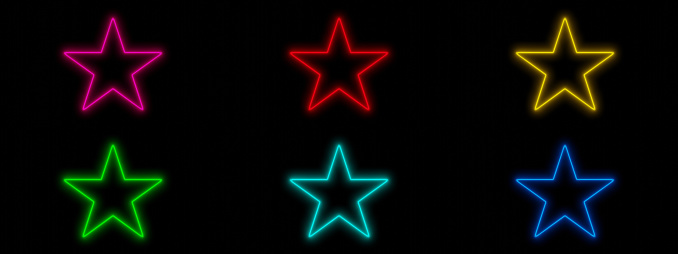 Night advertising star sign neon frame on black background. 3d rendering