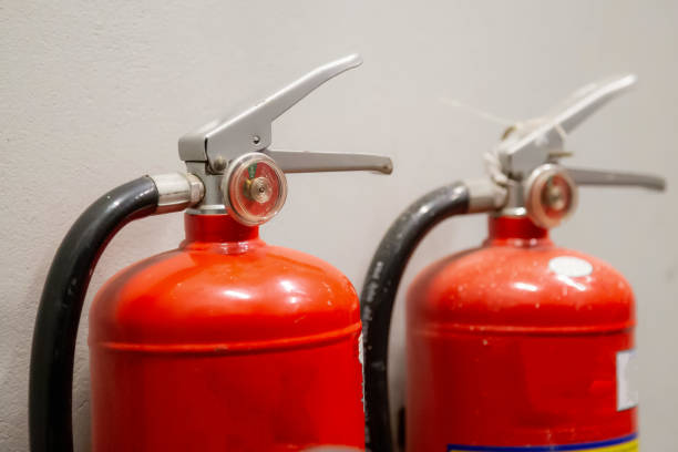 istock Fire extinguisher on the wall Fire extinguishing system inside the building. 1768778587