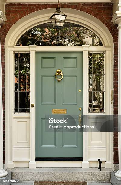 Upscale Home Front Door Stock Photo - Download Image Now - Architectural Feature, Architecture, Brass