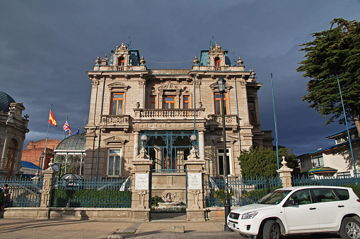 Punta Arenas, Patagonia, Chile - 21 Dec 2019: Palace Sara Braun in Punta Arenas, Patagonia, Chile