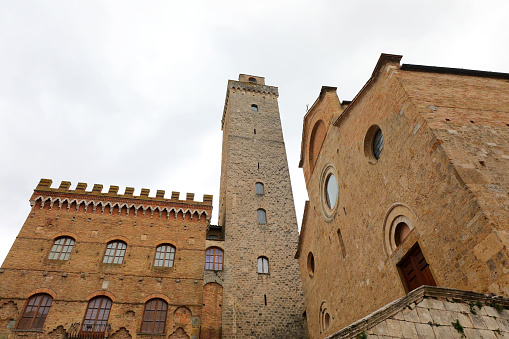Ancient Medieval Tower of town SAN GIMIGNANO in Tuscany Region in Central Italy