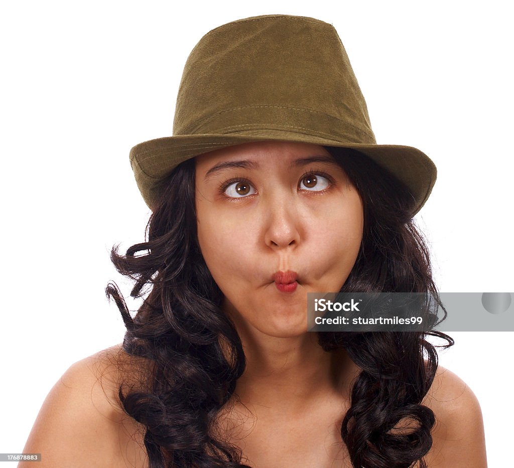 Cross Eyed Crazy Asian Girl Girl Wearing A Hat And Looking Crazy With Cross Eyes Bizarre Stock Photo