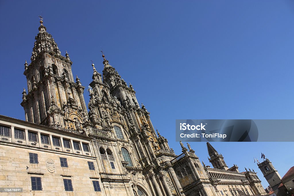 Santiago de Compostela, Cathedral - Spain. "The cathedral of Santiago de Compostela is the reputed burial-place of Saint James the Greater, one of the apostles of Christ. It is the destination of the Way of St. James. Spain." A Coruna Stock Photo
