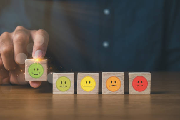 istock Business man select satisfaction icons for customer satisfaction scores. customer survey rating score concept. 1768795970