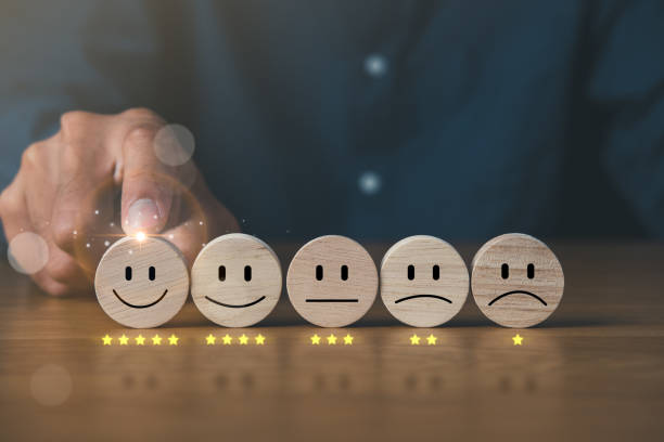 istock Business man select satisfaction icons for customer satisfaction scores. customer survey rating score concept. 1768795973